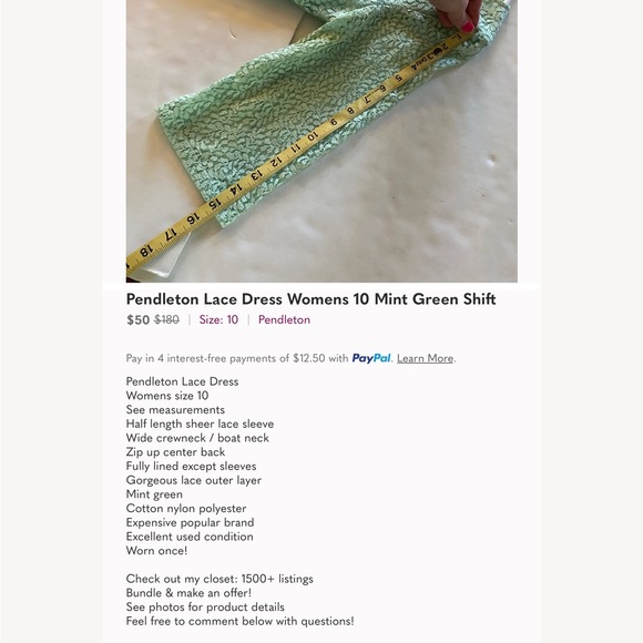 Pendleton Mint Green Lace Shift Dress - Picture 15 of 15